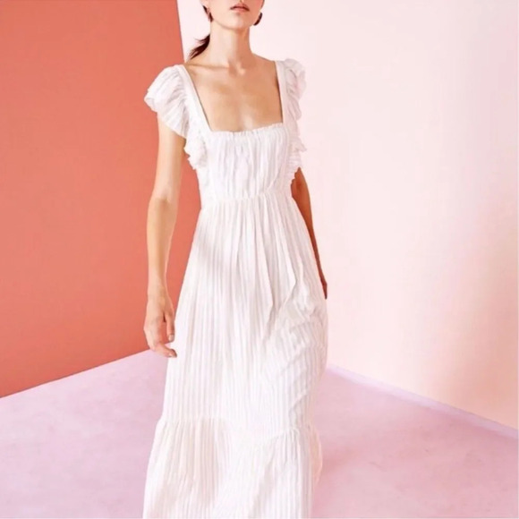 Ulla Johnson‎ Ariana Pink White 100% Cotton Reversible Maxi Dress sz 2 - Picture 1 of 8